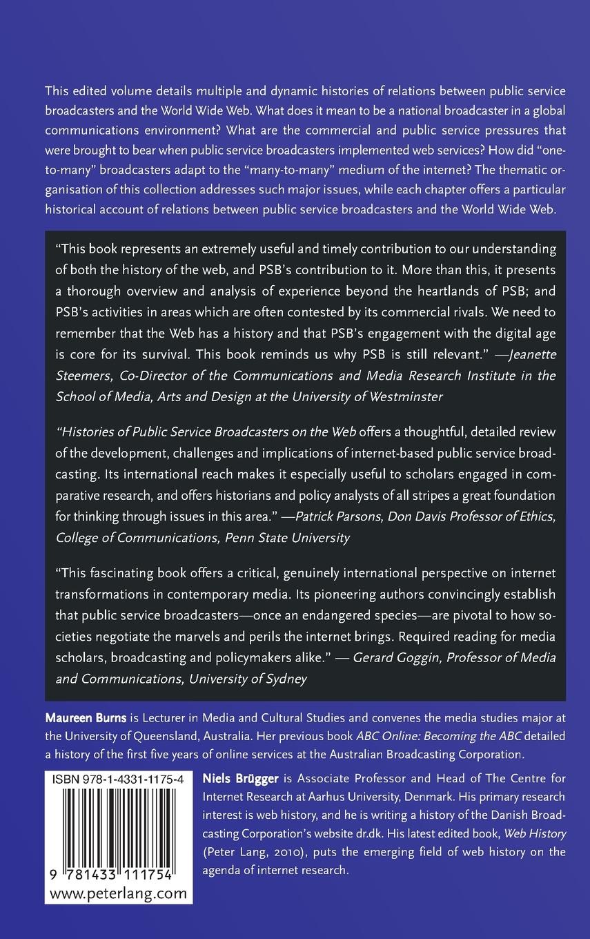 Rückseitencover Histories of Public Service Broadcasters on the Web