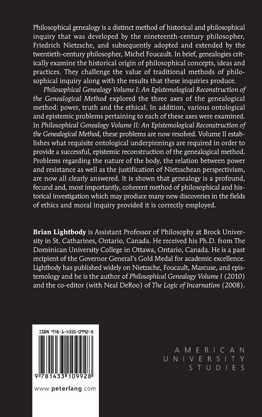 Rückseitencover Philosophical Genealogy- Volume II