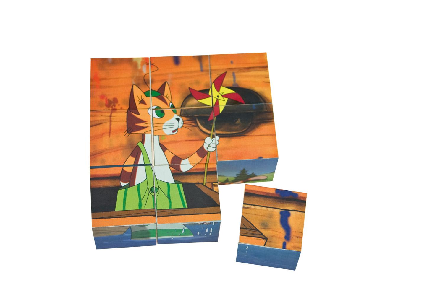 Beispielinhalt (Bild) Holz-Bilderwürfel "Pettersson und Findus"