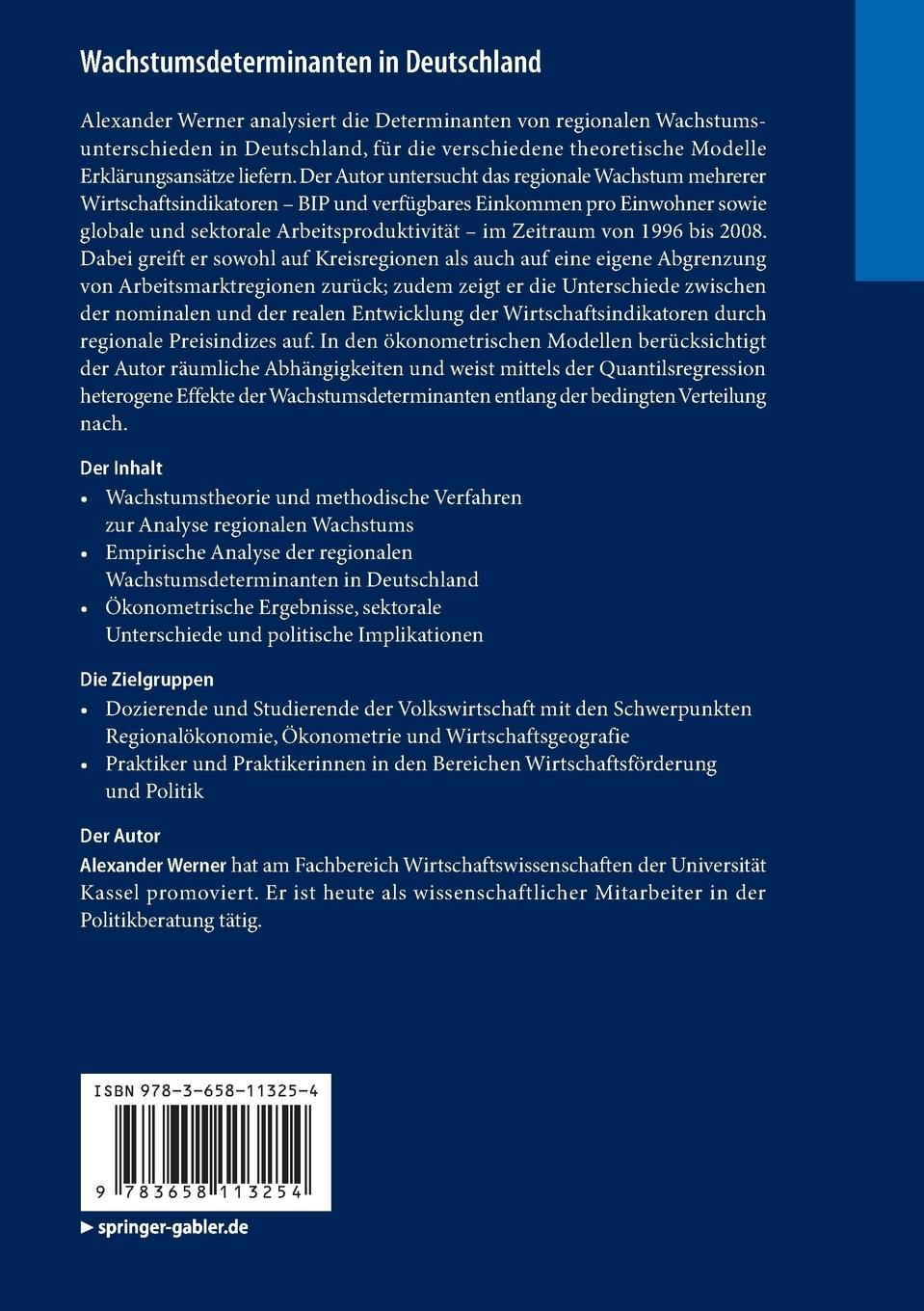 Rückseitencover Wachstumsdeterminanten in Deutschland