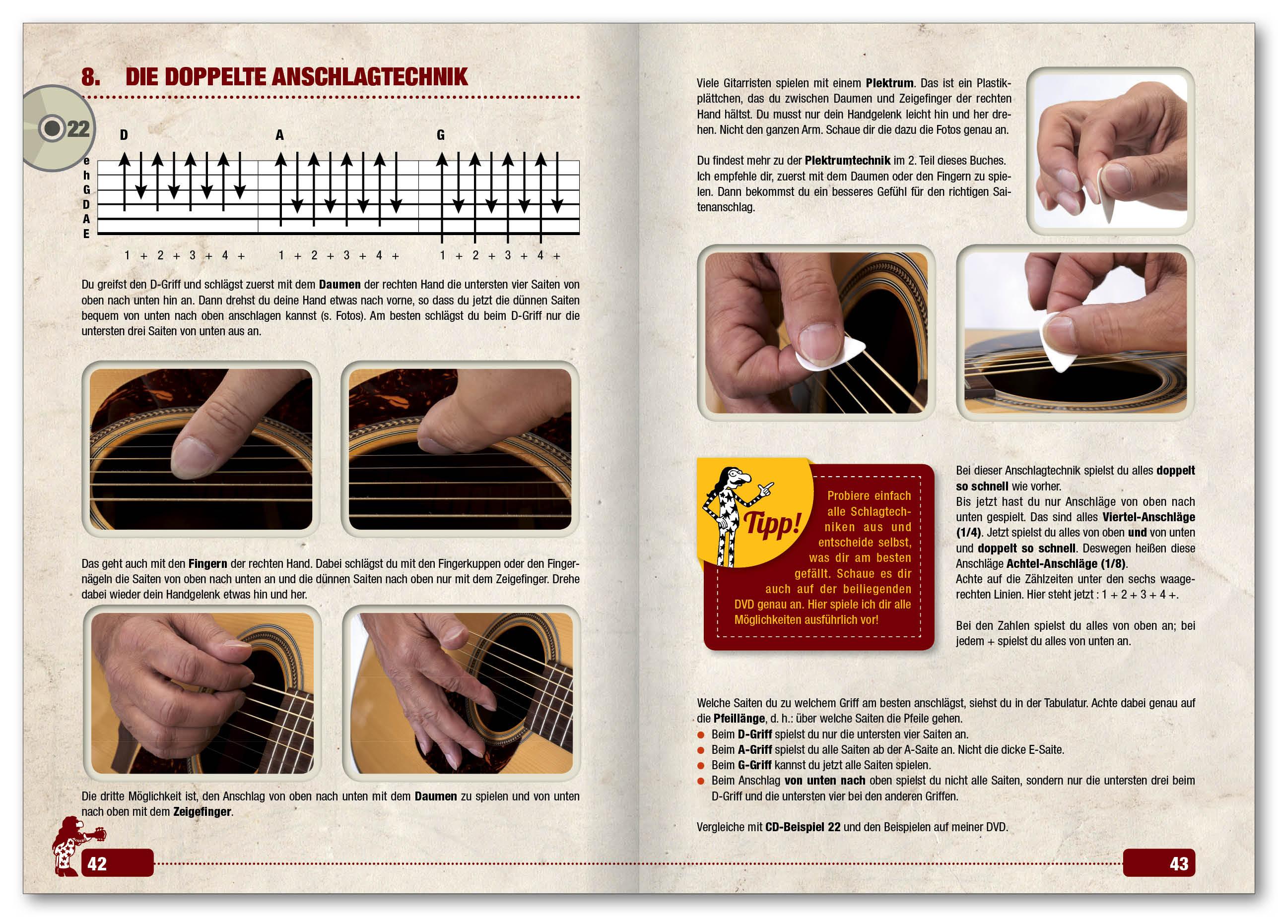 Beispielinhalt (Bild) Gitarrenbuch 1. Mit DVD und CD