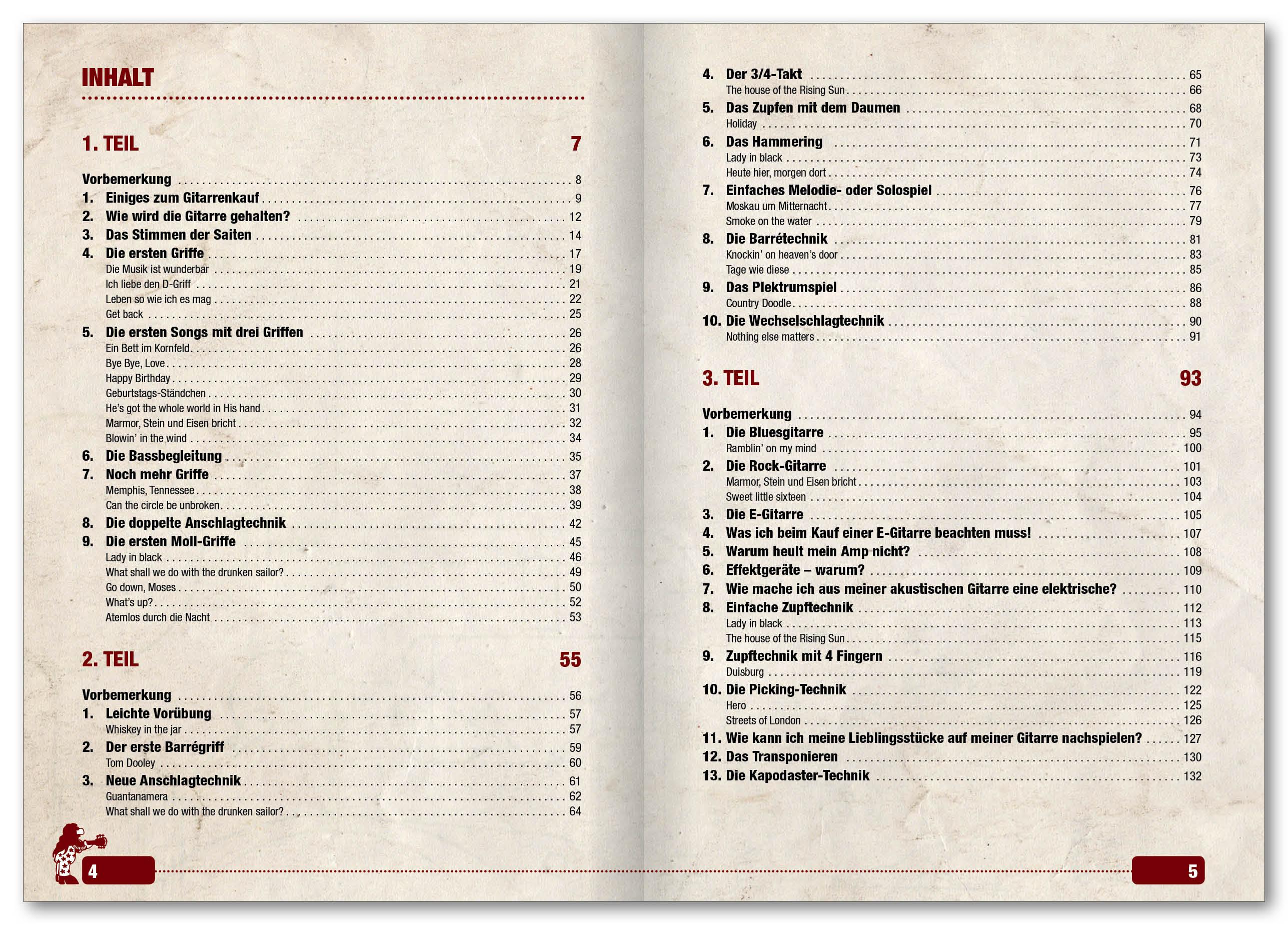 Beispielinhalt (Bild) Gitarrenbuch 1. Mit DVD und CD