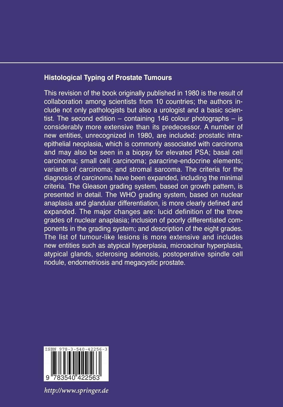 Rückseitencover Histological Typing of Prostate Tumours