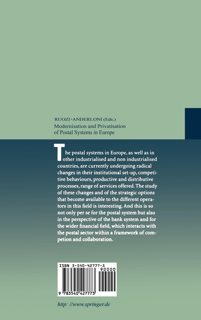 Rückseitencover Modernisation and Privatisation of Postal Systems in Europe