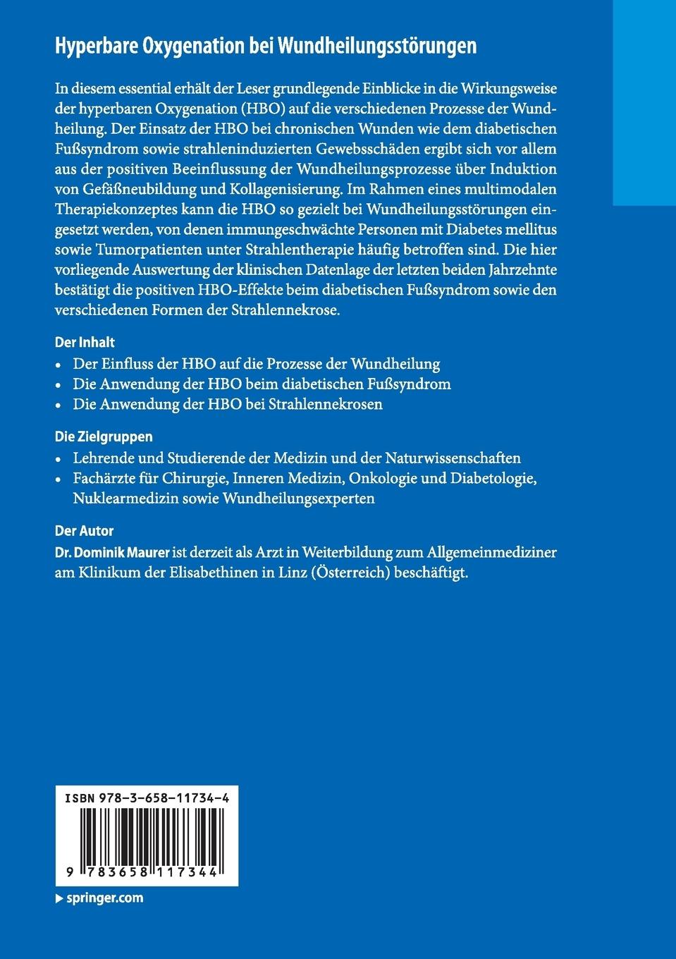 Rückseitencover Hyperbare Oxygenation bei Wundheilungsstörungen