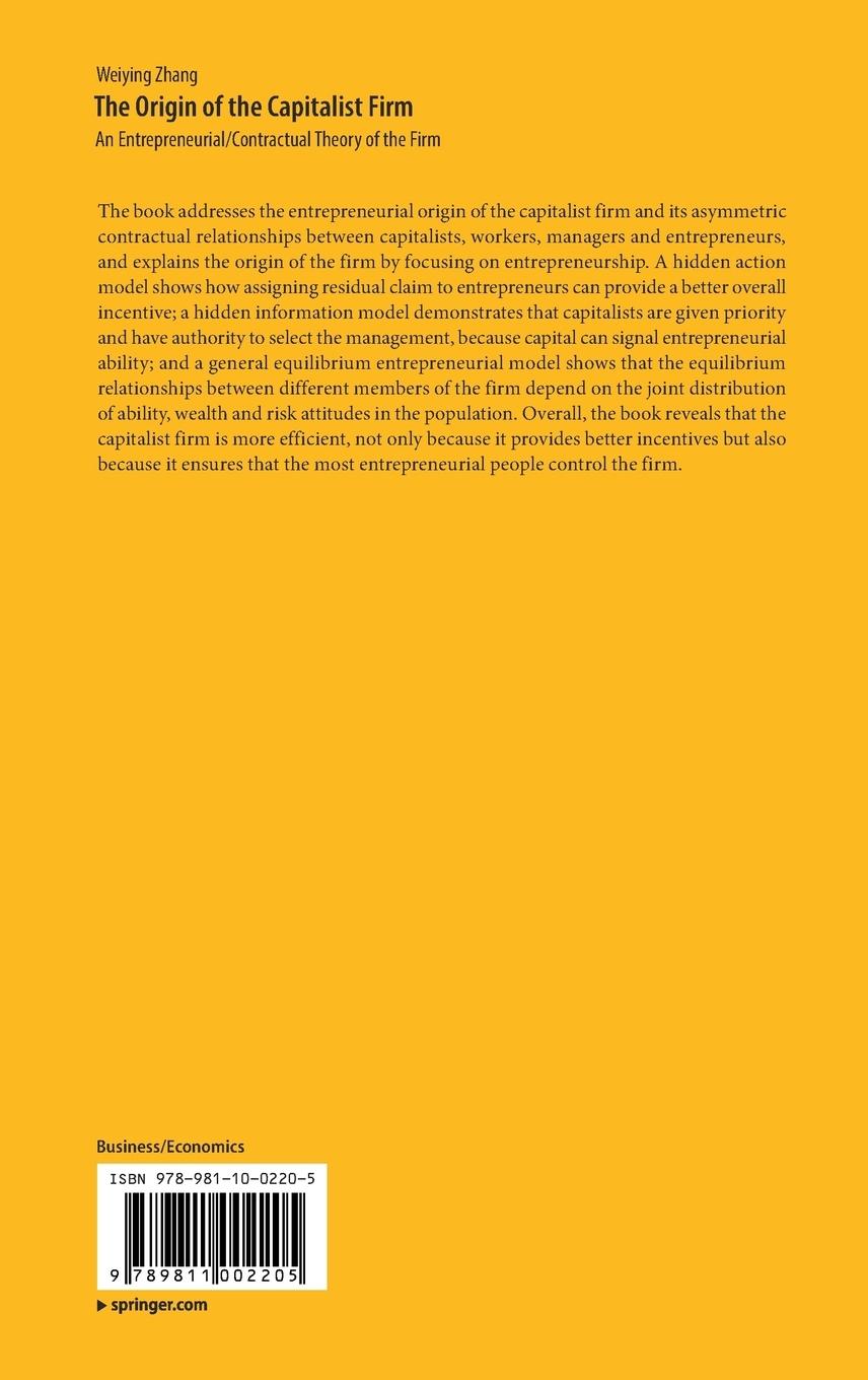 Rückseitencover The Origin of the Capitalist Firm