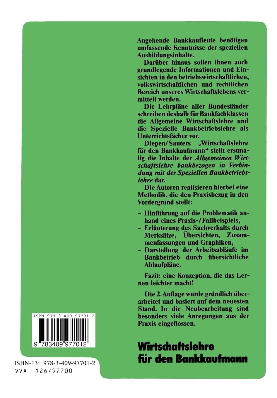 Rückseitencover Wirtschaftslehre für den Bankkaufmann