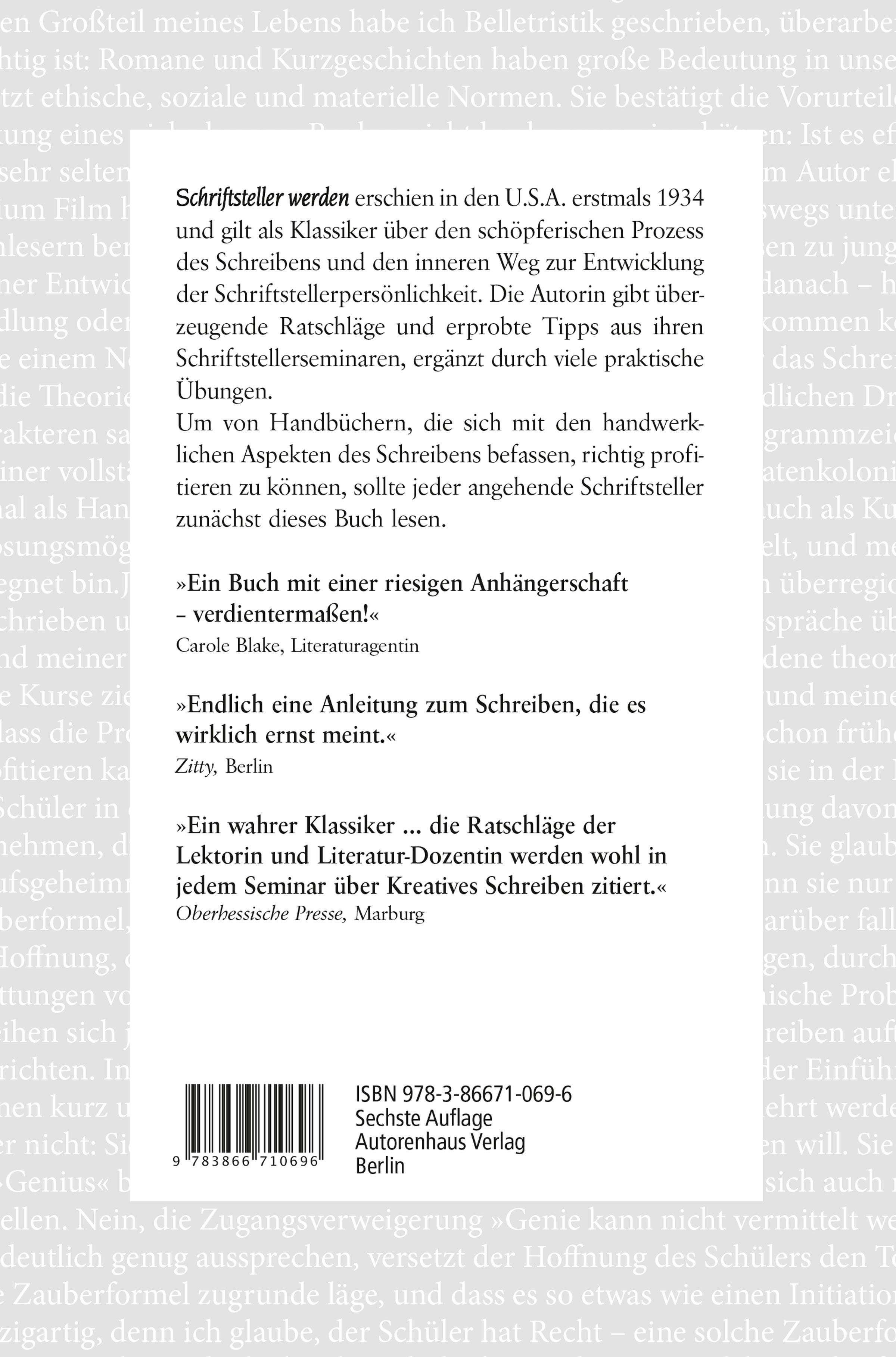 Rückseitencover Schriftsteller werden