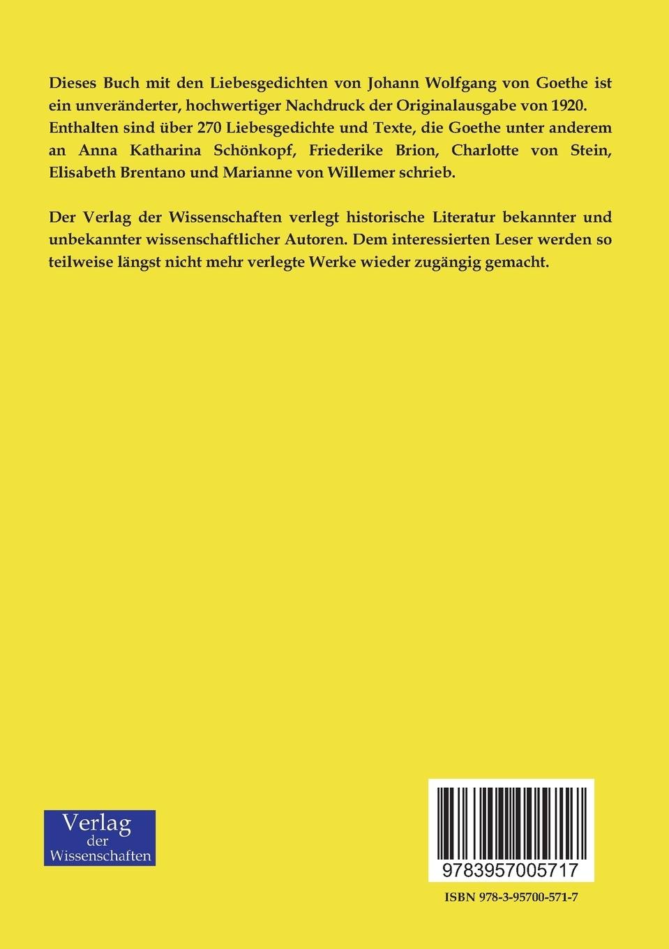 Rückseitencover Goethes Liebesgedichte