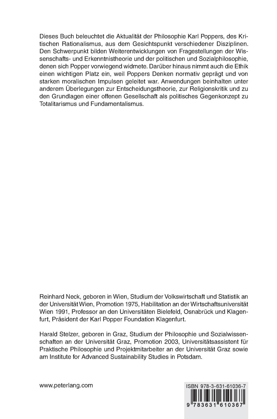 Rückseitencover Kritischer Rationalismus heute