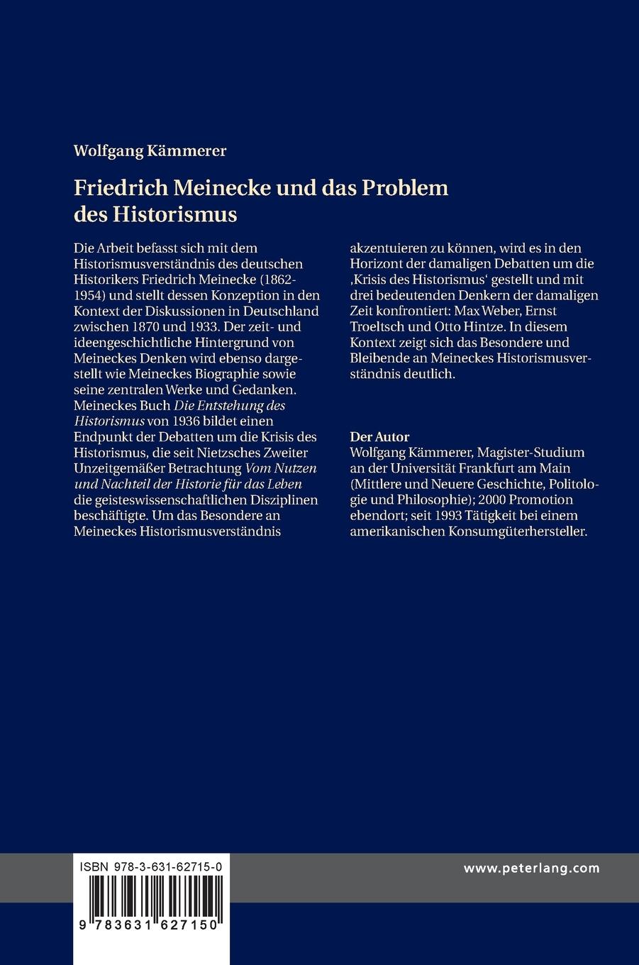 Rückseitencover Friedrich Meinecke und das Problem des Historismus