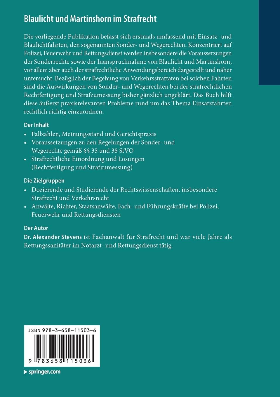 Rückseitencover Blaulicht und Martinshorn im Strafrecht