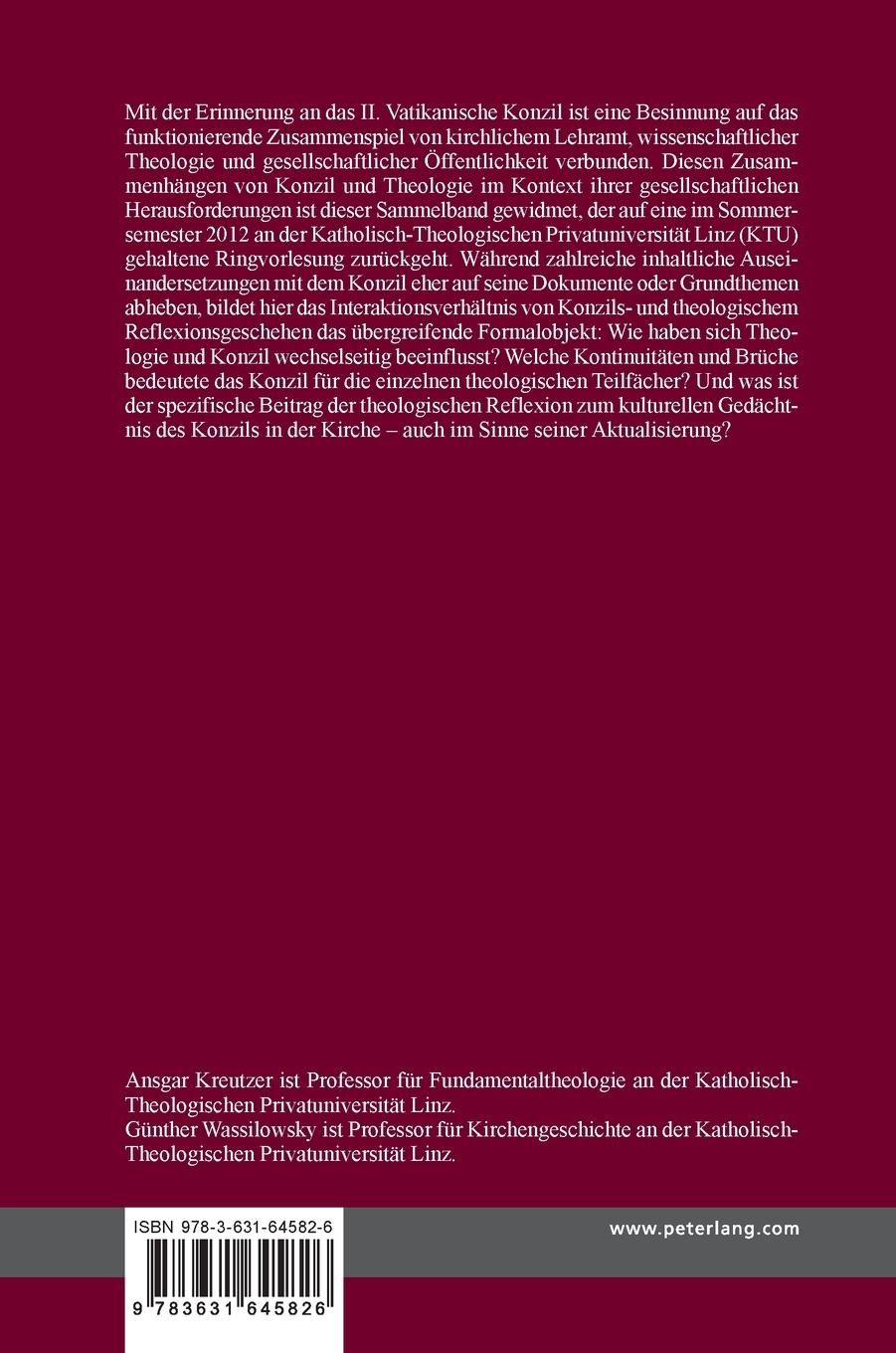 Rückseitencover Das II. Vatikanische Konzil und die Wissenschaft der Theologie