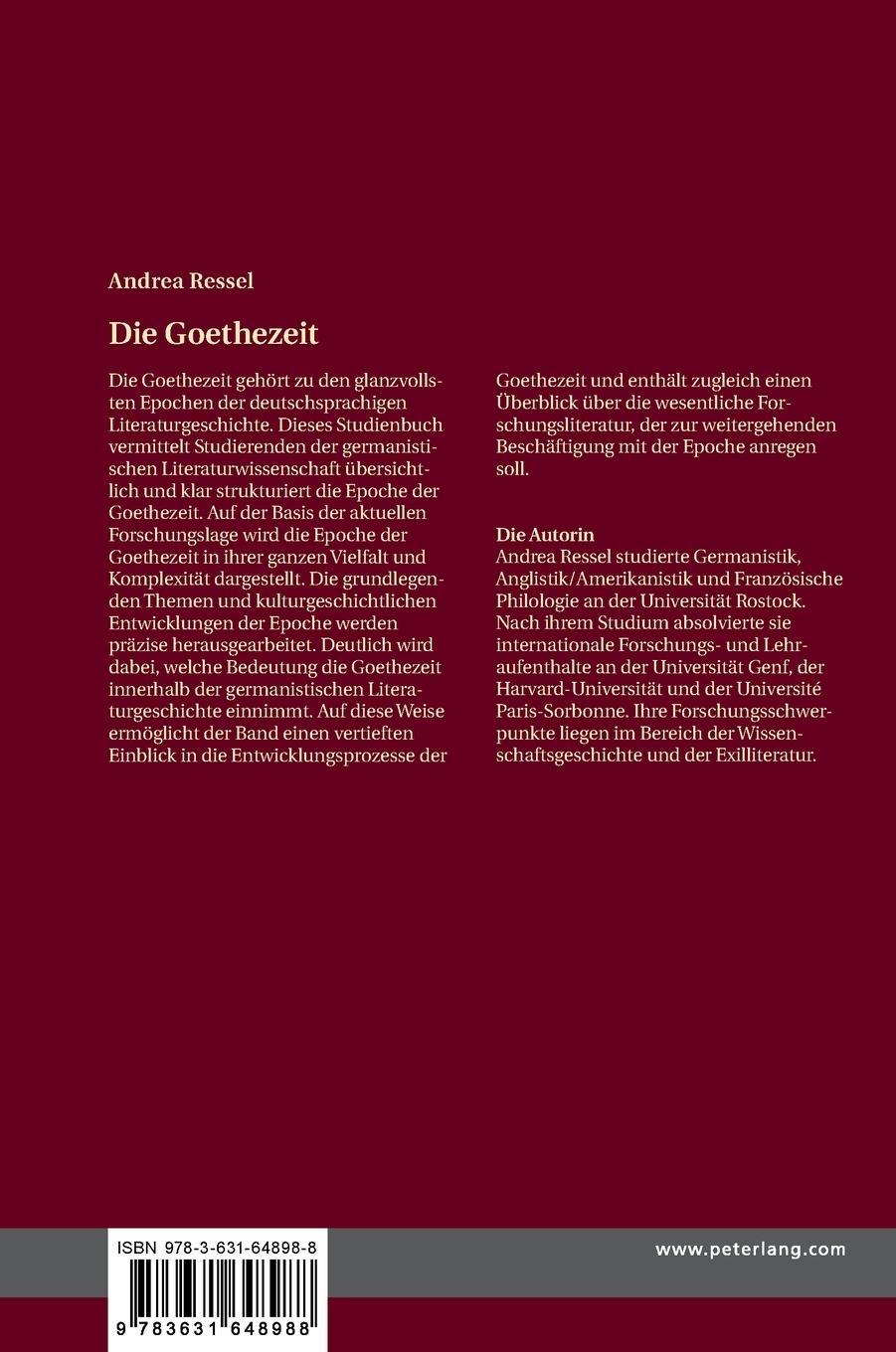 Rückseitencover Die Goethezeit