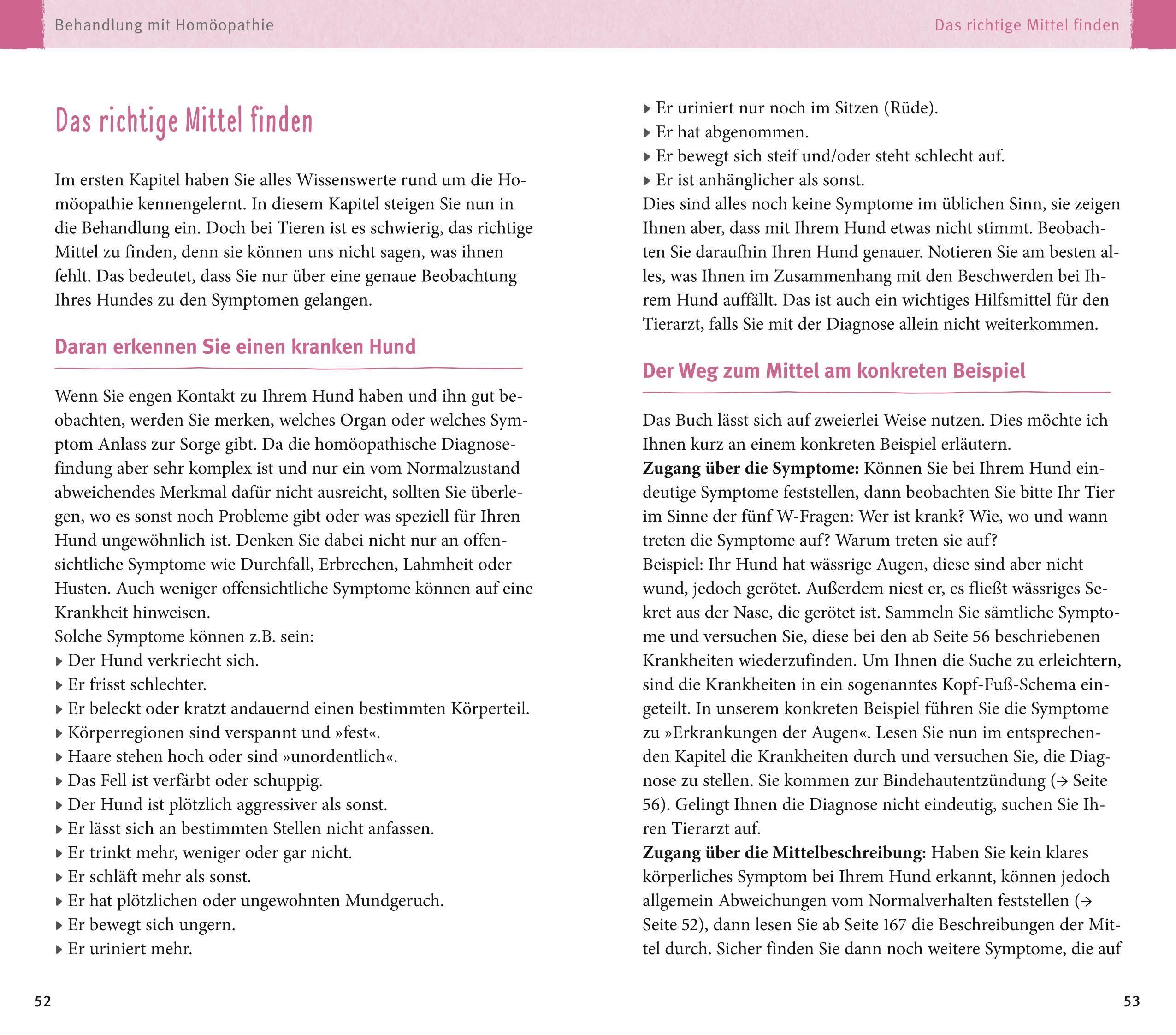 Beispielinhalt (Bild) Homöopathie für Hunde