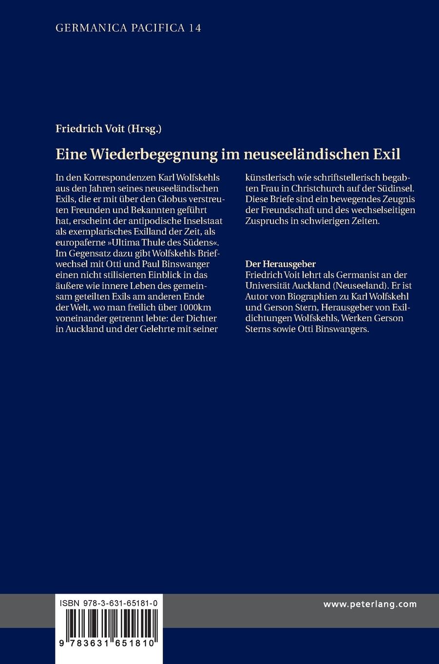 Rückseitencover Eine Wiederbegegnung im neuseeländischen Exil