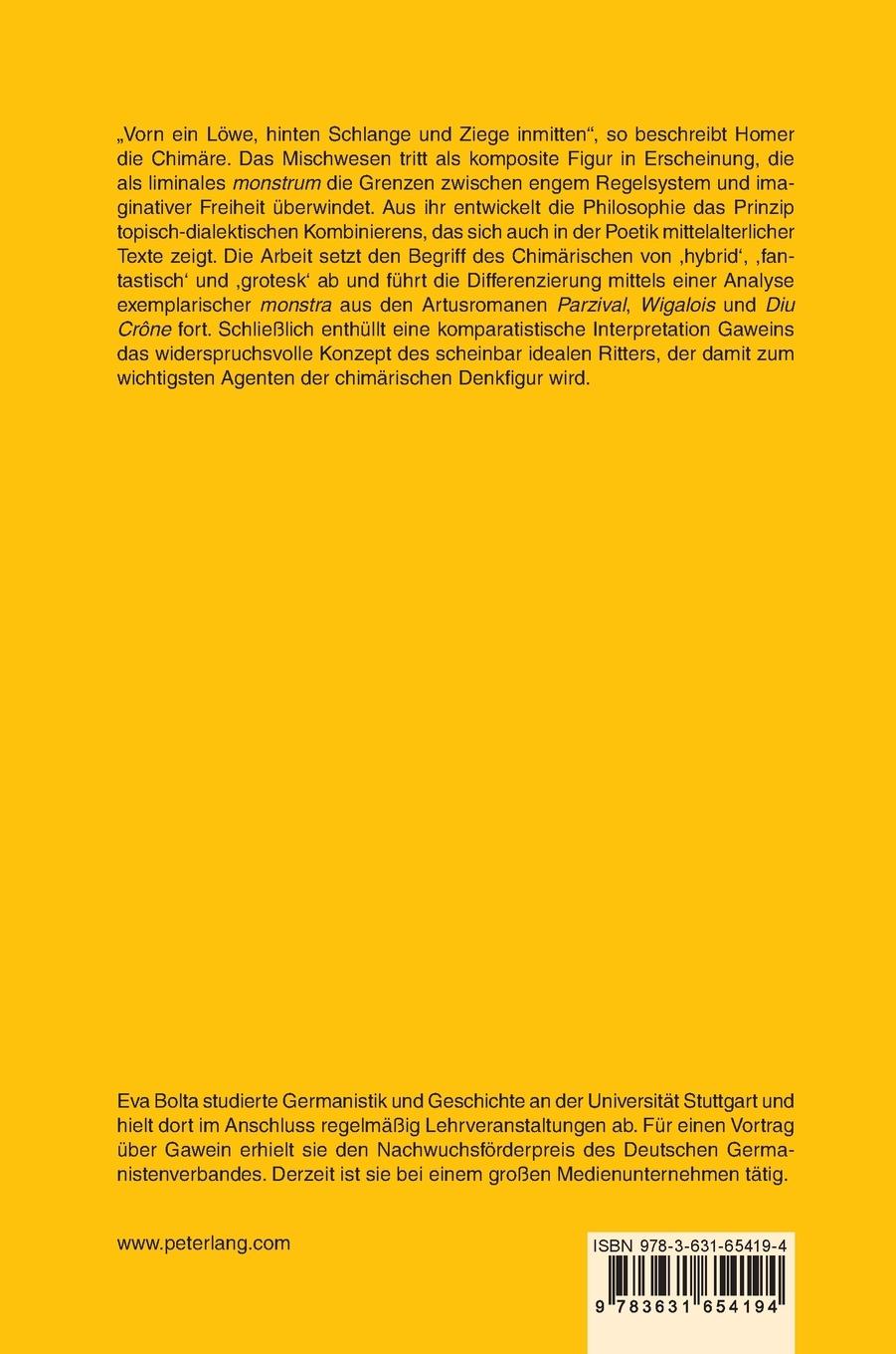 Rückseitencover Die Chimäre als dialektische Denkfigur im Artusroman