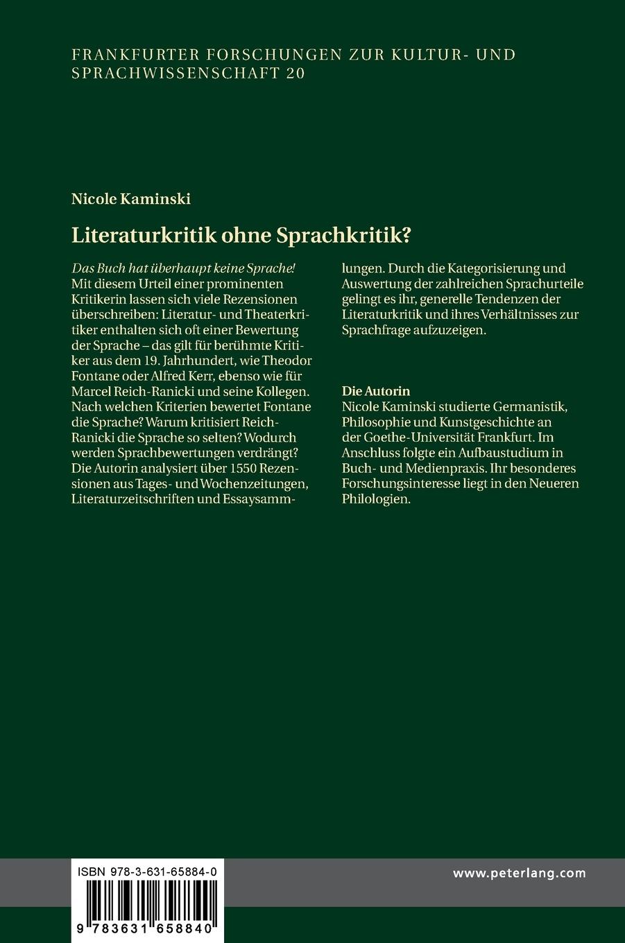 Rückseitencover Literaturkritik ohne Sprachkritik?