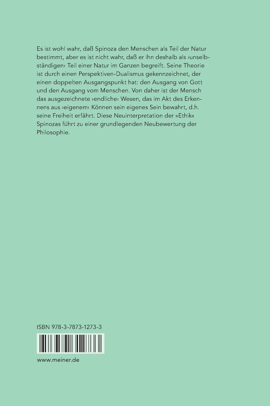 Rückseitencover Spinozas Theorie des Menschen