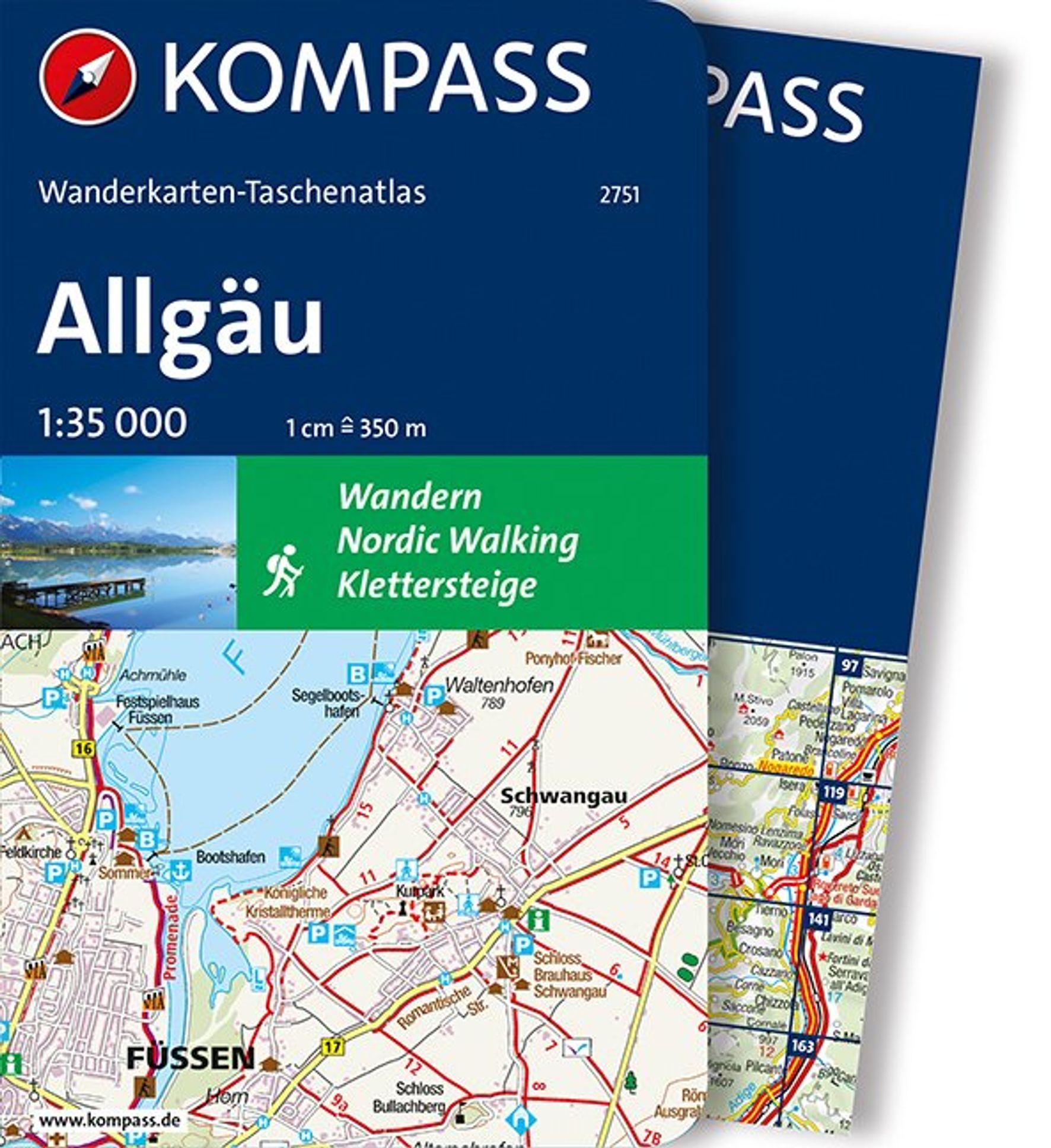 Vorderes Coverbild KOMPASS Wanderkarten-Taschenatlas Allgäu 1:35.000