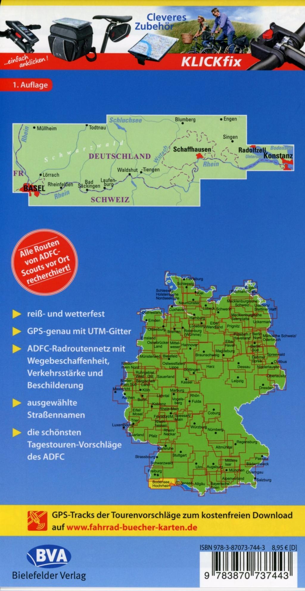 Beispielinhalt (Bild) ADFC-Regionalkarte Bodensee-Hochrhein von Konstanz nach Basel 1:60.000
