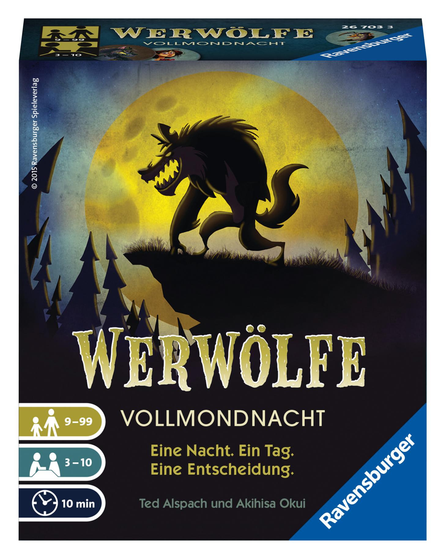 Vorderes Coverbild Ravensburger 26703 - Werwölfe - Vollmondnacht, Gesellschaftsspiel ab 9 Jahren, Actionsspiel für 3-10 Spieler, Spielereihe
