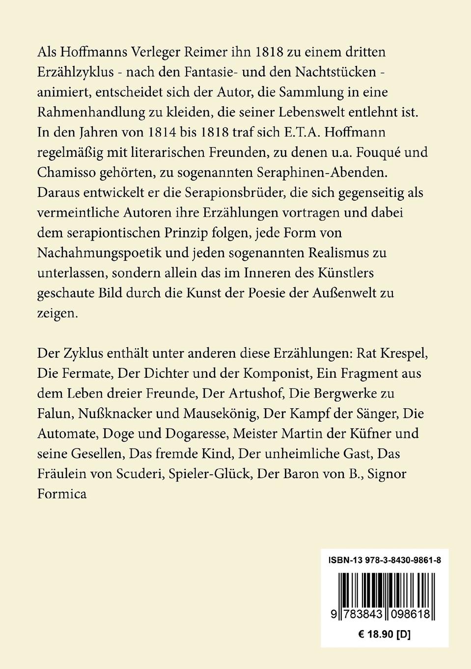 Rückseitencover Die Serapionsbrüder