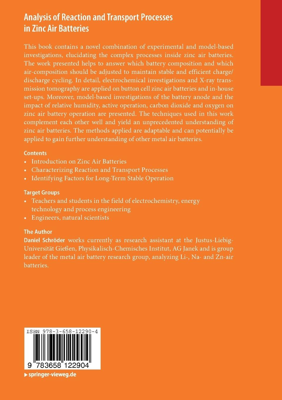 Rückseitencover Analysis of Reaction and Transport Processes in Zinc Air Batteries