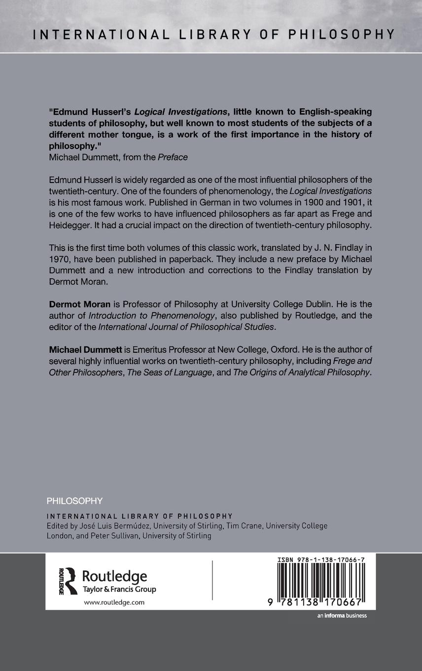 Rückseitencover Logical Investigations Volume 1