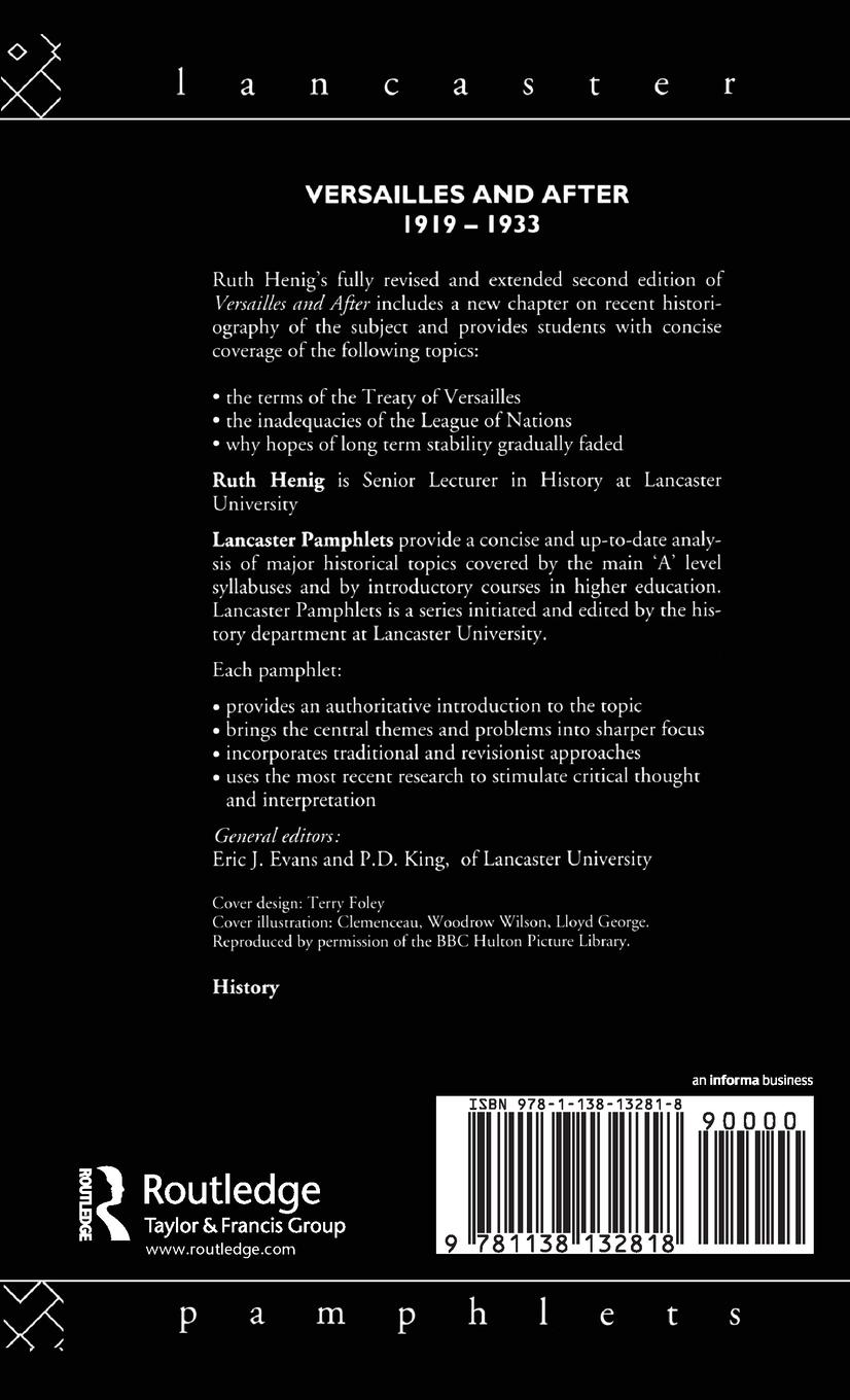 Rückseitencover Versailles and After, 1919-1933