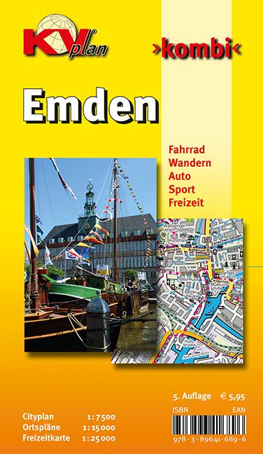 Vorderes Coverbild Emden, KVplan, Radkarte/Freizeitkarte/Stadtplan, 1:30.000 / 1:15.000