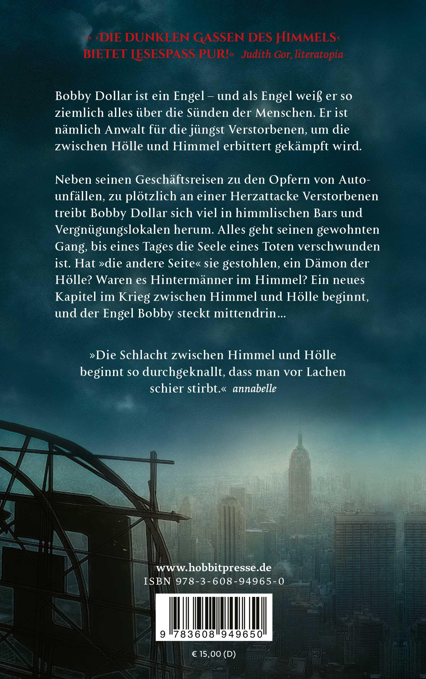 Rückseitencover Die dunklen Gassen des Himmels