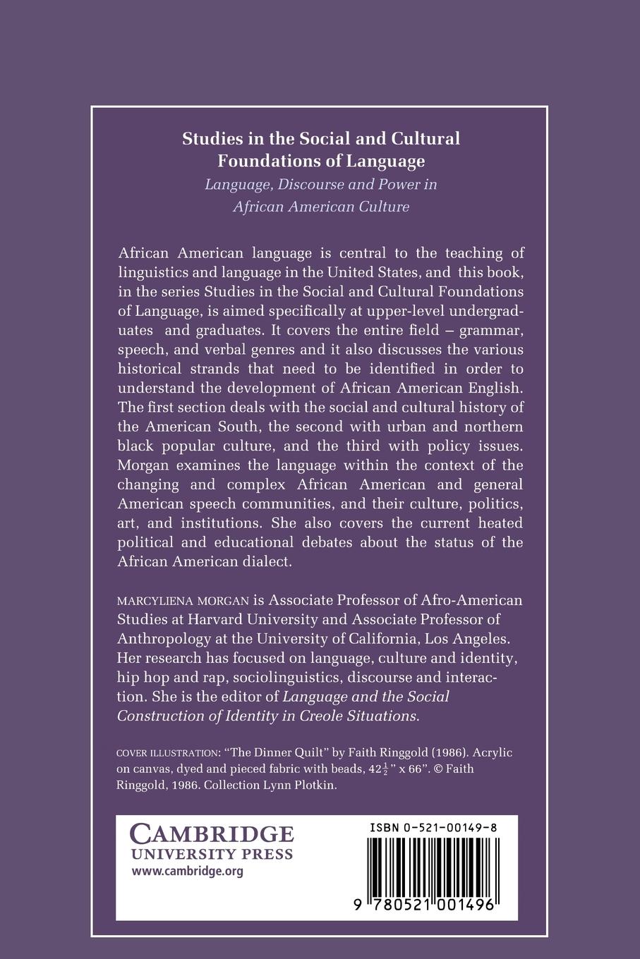 Rückseitencover Language, Discourse and Power in African American Culture