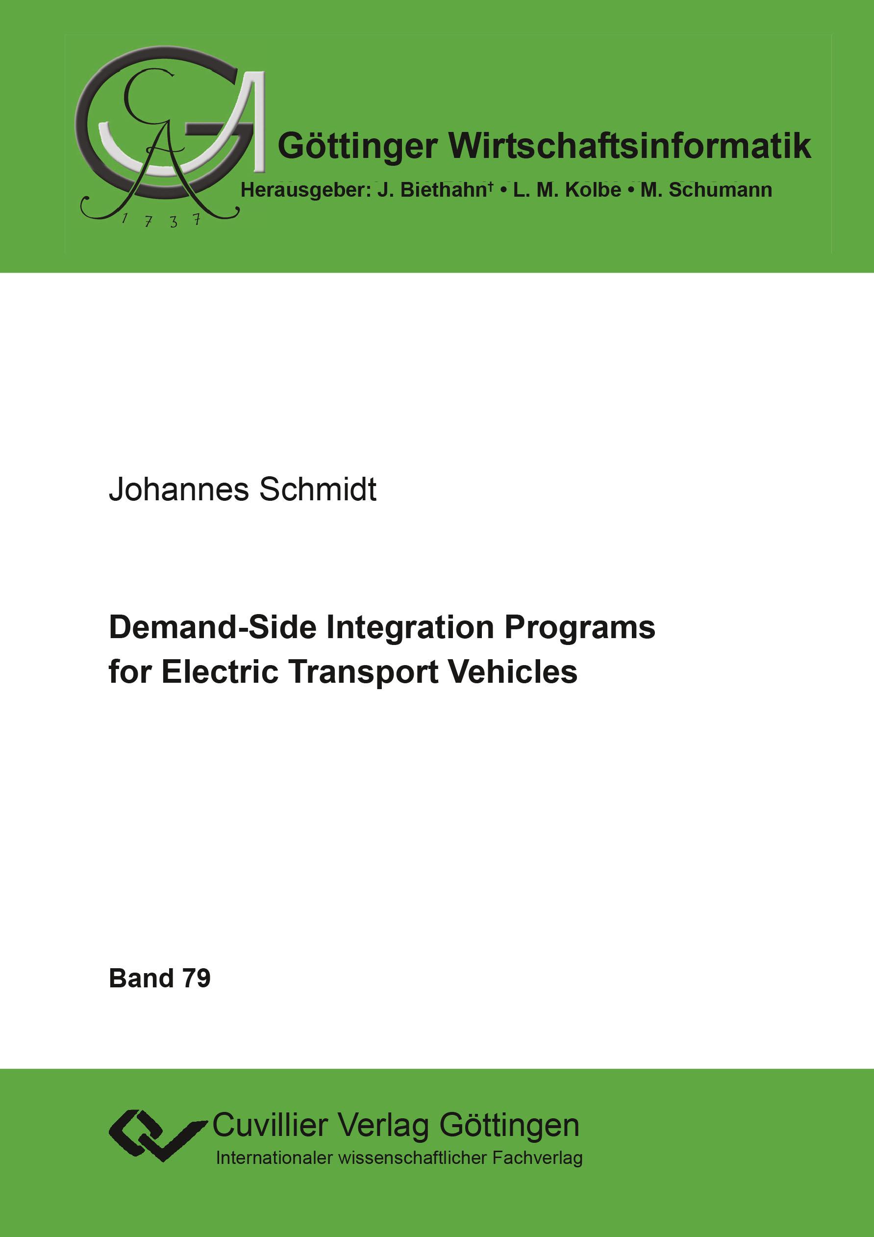 Vorderes Coverbild Demand-Side Integration Programs for Electric Transport Vehicles