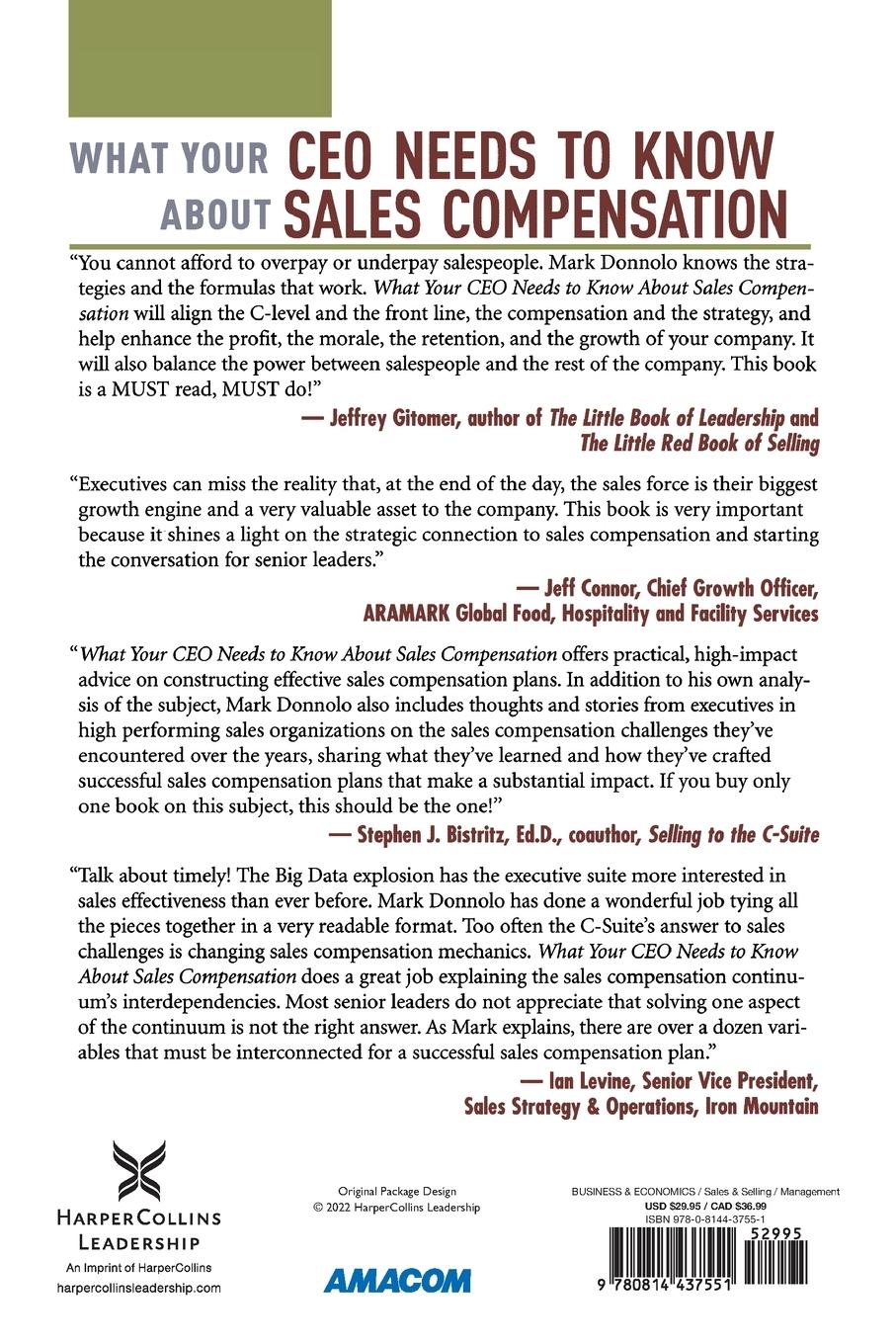 Rückseitencover The What Your CEO Needs to Know about Sales Compensation