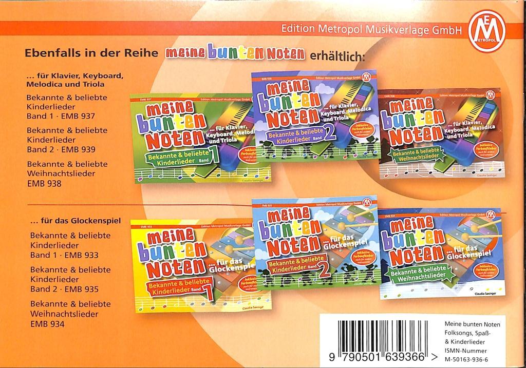 Beispielinhalt (Bild) Meine bunten Noten für Klavier, Keyboard, Melodica , Triola