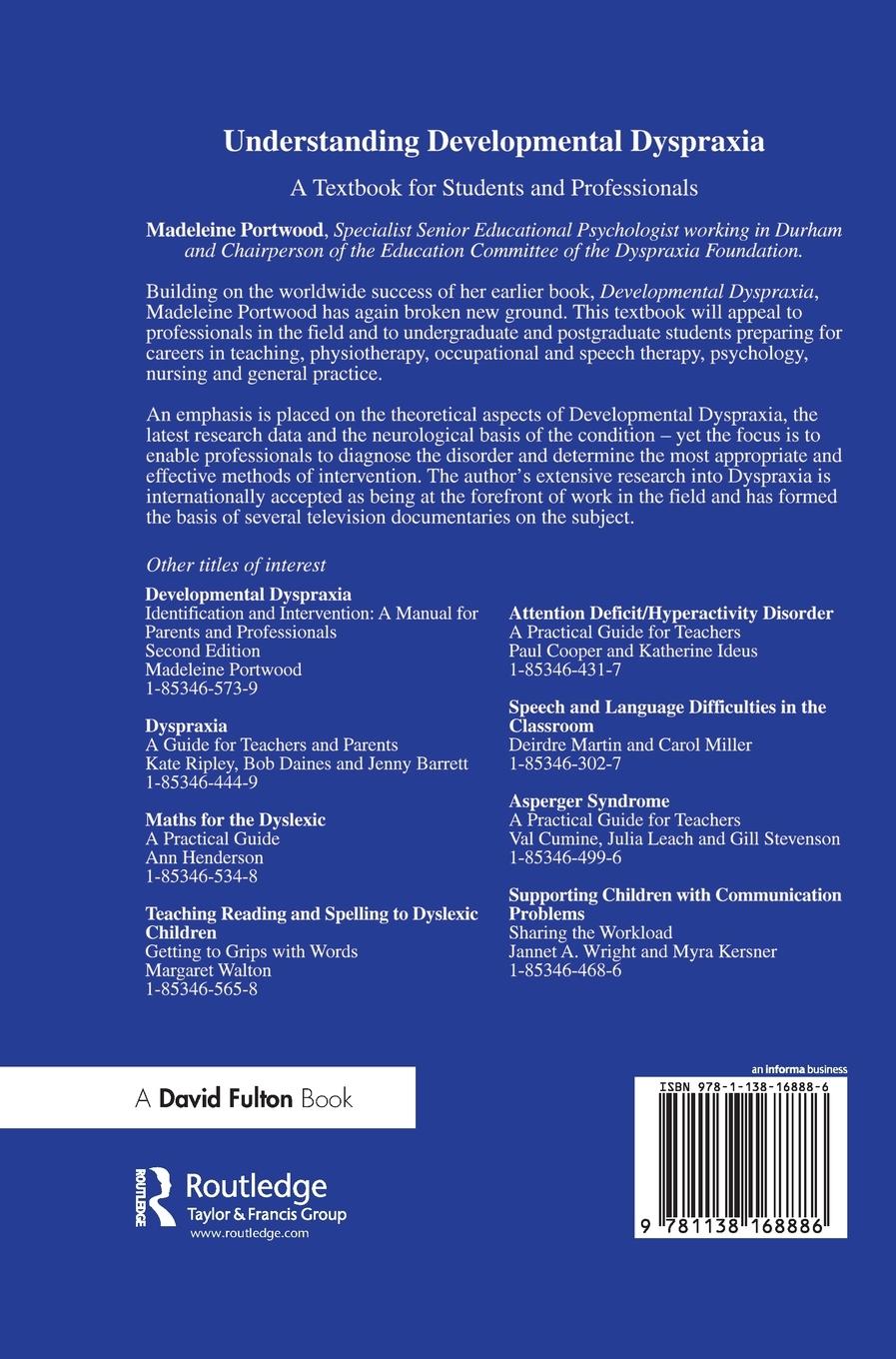 Rückseitencover Understanding Developmental Dyspraxia