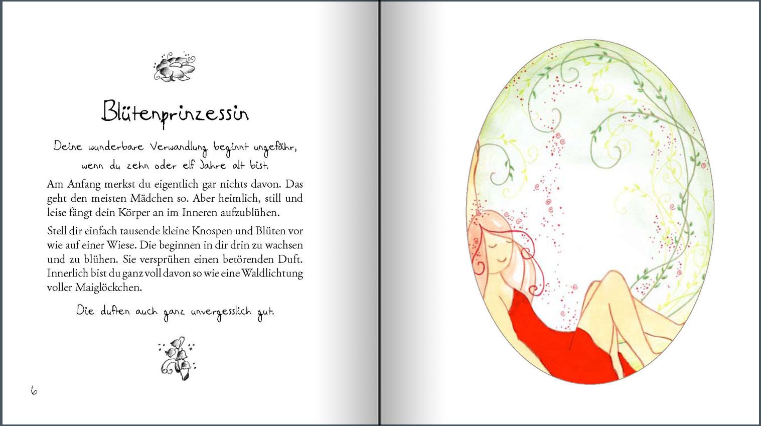 Beispielinhalt (Bild) Vom Mädchen zur Frau - Ein märchenhaftes Bilderbuch für alle Mädchen, die ihren Körper neu entdecken