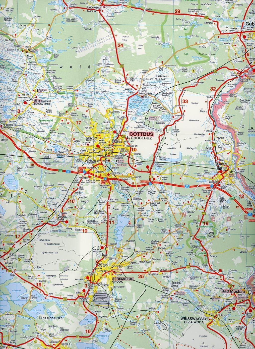 Beispielinhalt (Bild) Höfer DE 027. Lausitz. Frankfurt/Oder - Spreewald - Zittau 1 : 200 000. Straßenkarte