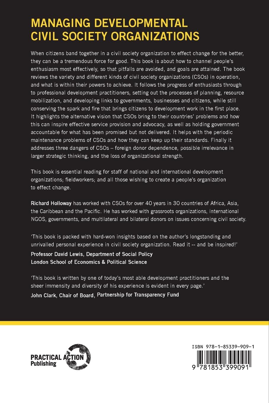 Rückseitencover Managing Developmental Civil Society Organizations