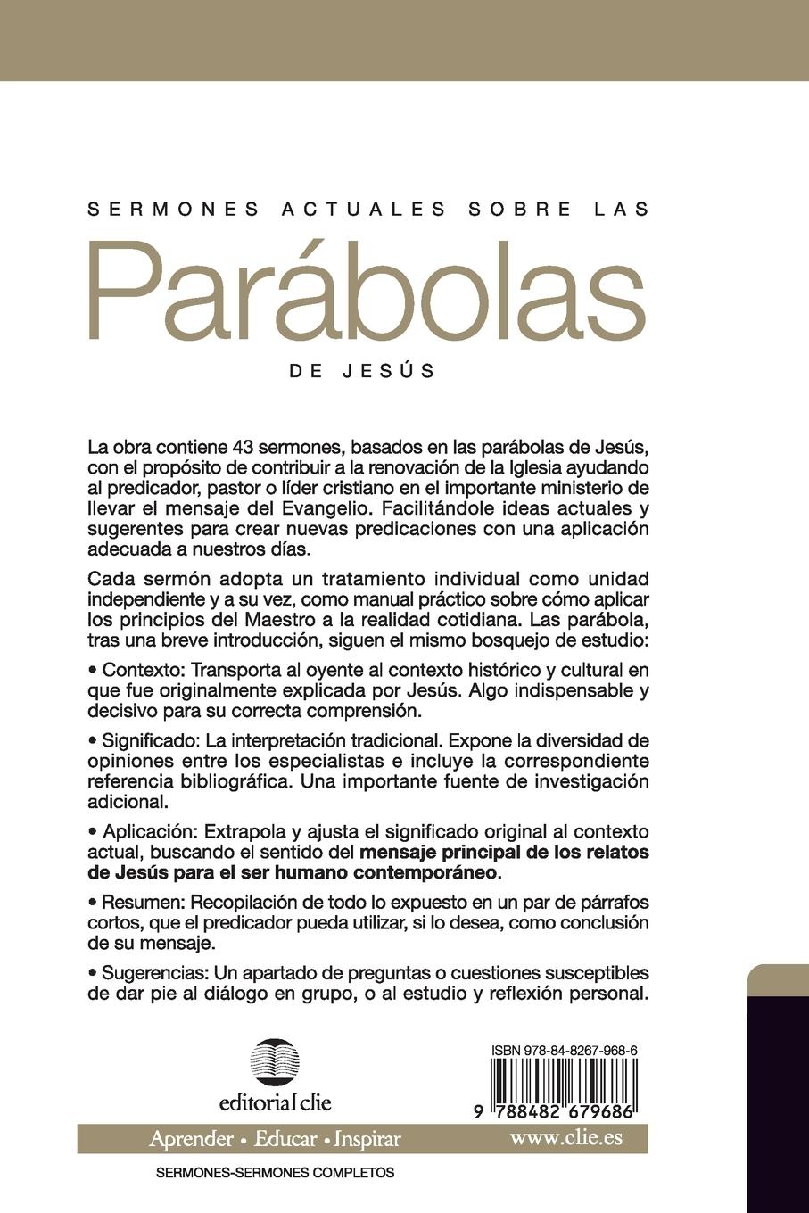 Rückseitencover Sermones actuales sobre las parábolas de Jesús