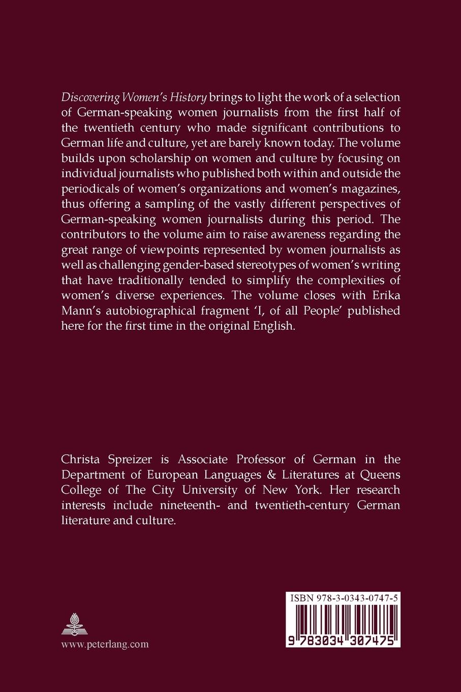 Rückseitencover Discovering Women's History