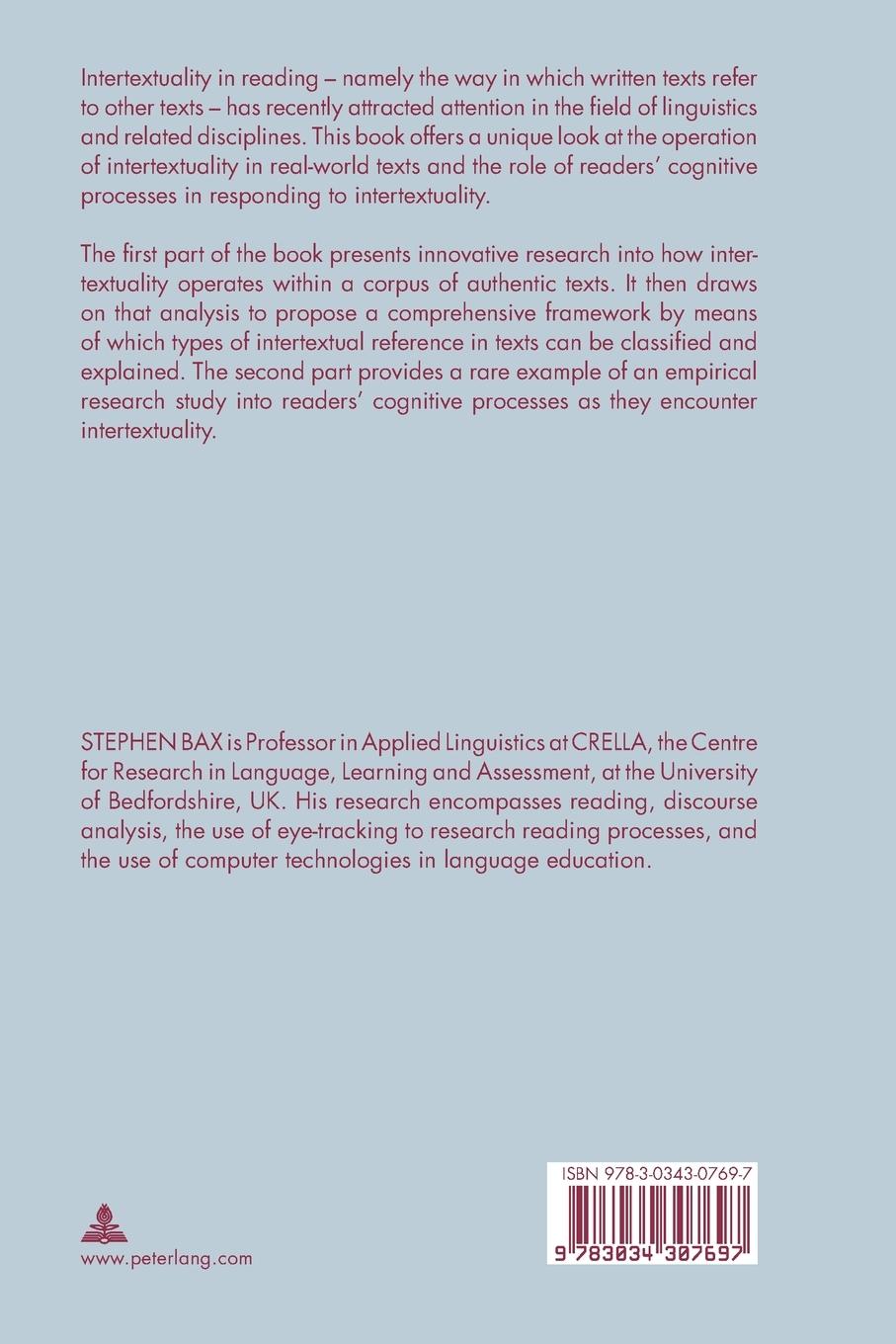 Rückseitencover Researching Intertextual Reading
