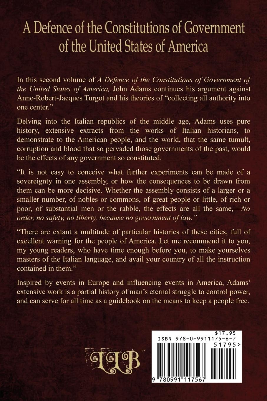 Rückseitencover A Defence of the Constitutions of Government of the United States of America