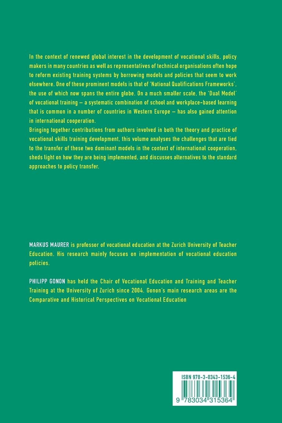 Rückseitencover The Challenges of Policy Transfer in Vocational Skills Development