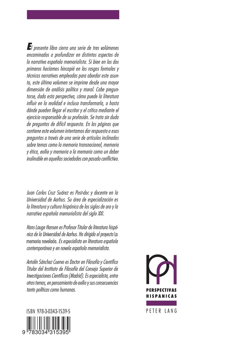 Rückseitencover La memoria novelada III