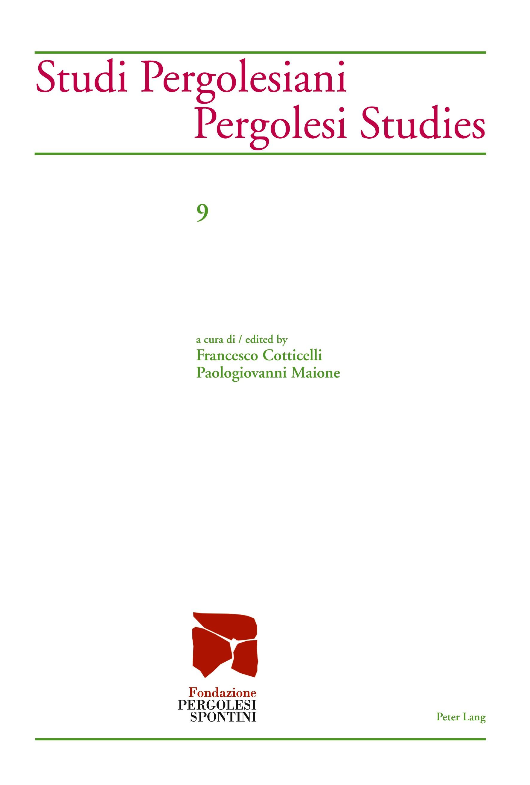 Vorderes Coverbild Studi Pergolesiani / Pergolesi Studies