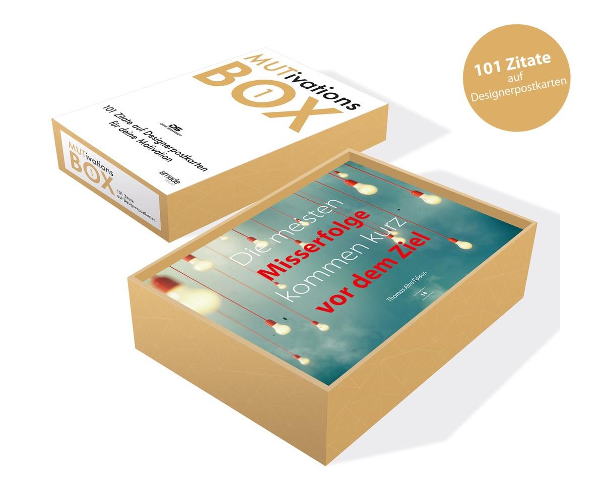 Beispielinhalt (Bild) MUTivationsbox - 101 Zitate auf Designerpostkarten für deine Motivation