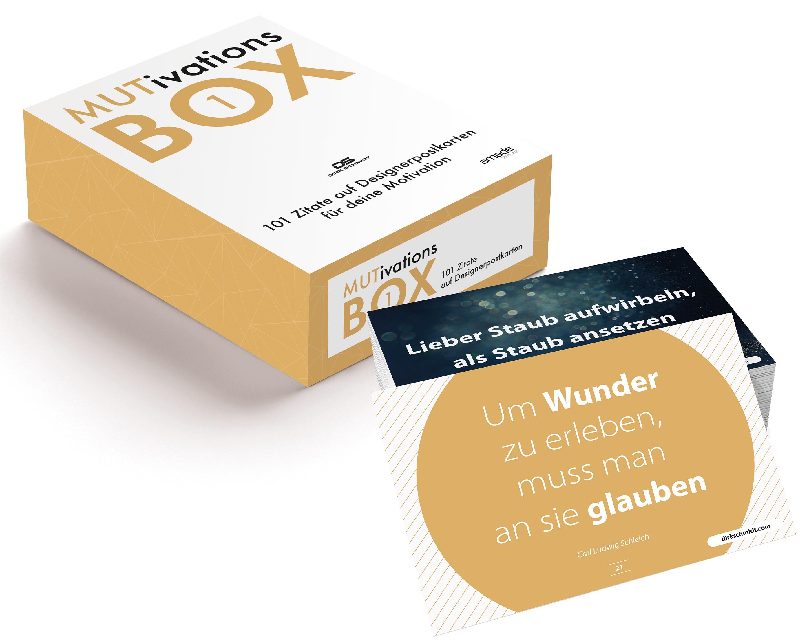 Beispielinhalt (Bild) MUTivationsbox - 101 Zitate auf Designerpostkarten für deine Motivation