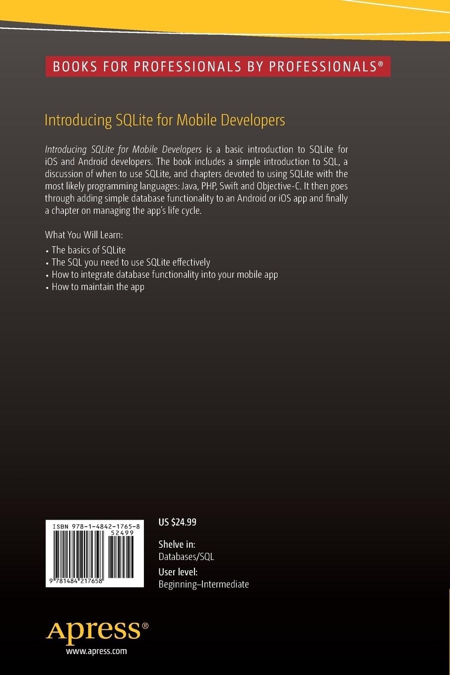 Rückseitencover Introducing SQLite for Mobile Developers